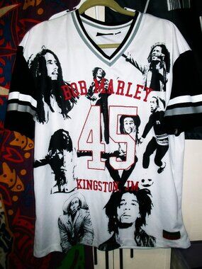 bob marley 45 kingston ja official L soccer sports tee - reggae king jamaica